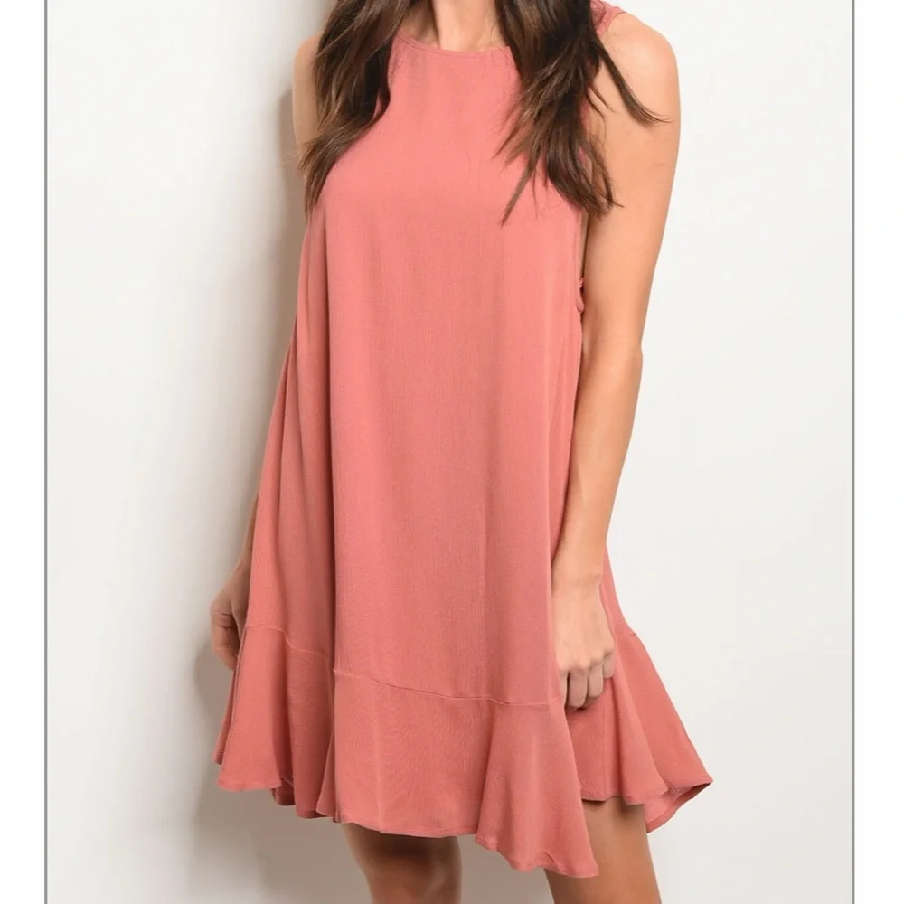 Coral Color Scoopback Dress - Picture 7 of 8